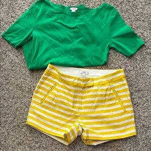 J. Crew Yellow and White Striped High Waist Shorts